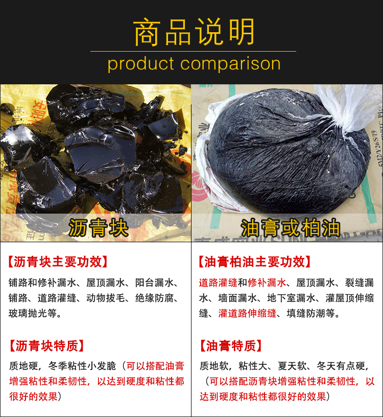 柏油沥青防水油膏10号沥青块固体屋顶防水补漏材料路面修补灌缝胶-图0