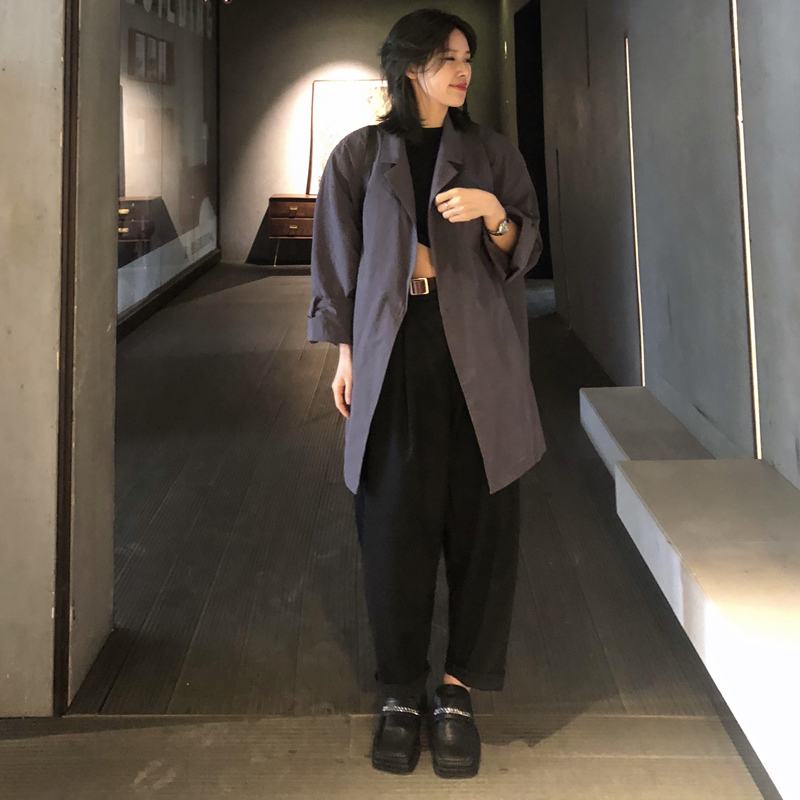 小西装外套女2024春秋新品韩版宽松设计感小众薄款气质中长款西服 - 图1