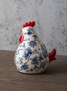 创意陶瓷大吉大利咕咕鸡摆件客厅电视柜玄关公鸡家居装饰品生肖鸡