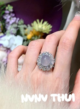 珠宝 天然水沫玉紫罗兰紫色垫色晚宴链 晚宴高定粉玉髓富婆项链