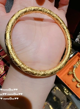 古法金色掐丝锤揲星星葫芦盘缠手串 新中式 富婆锤纹錾刻云纹手镯