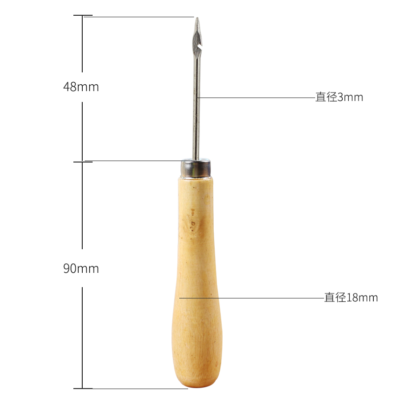 钩线锥子木柄锥子穿刺锥木柄装订针塔线用钩锥千枚通(带鈎)锥子档案装订工具会计凭证手工装订工具 - 图3