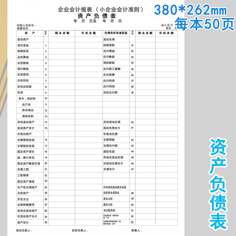 资产负债表利润表现金流量表小企业月度会计报表利润表财务做账会计报表本汇总表2本/套 包邮 - 图2