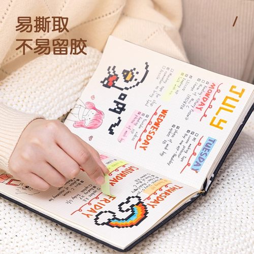 得力便利贴索引标签贴学生用可书写网红便利贴小条简约透明荧光便签笔记本书签贴纸指示分类标记贴N次粘性强 - 图3