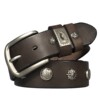 Men's and women's studded first-grain cowhide khaki belt