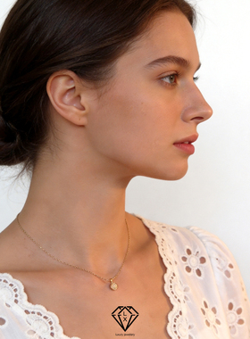 欧泊石S925银金色钻石锁骨链