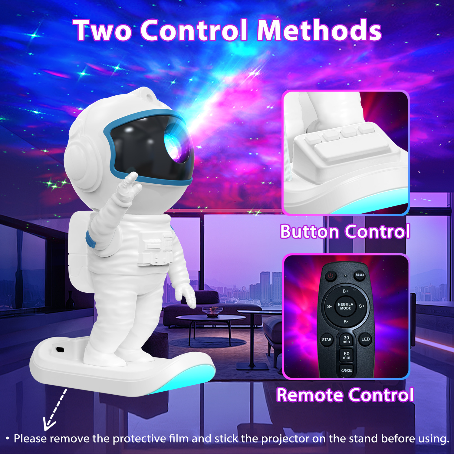 跨境新品宇航员星空灯 太空人投影仪 LED带遥控器定时星空氛围灯 - 图2