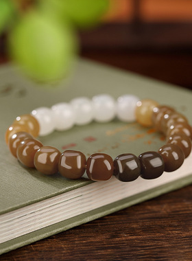 山予棠天然和田玉糖料渐变手串简约复古个性女士手链气质优雅手饰