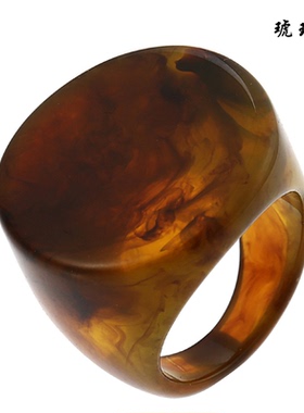 欧美风时尚戒指日韩复古新款树脂