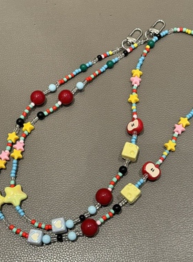 ins多巴胺彩色水果草莓链条手机挂绳斜挎链条长款手机链防丢新款