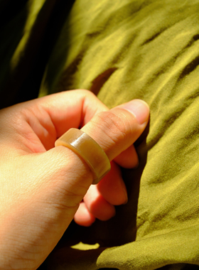 【一物一图】高品质新疆和田玉且末糖 指环/戒指～17-18号偏小