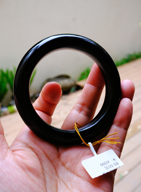 【内径59mm】新疆和田玉墨玉黑羊脂手镯～实拍有鉴定证书