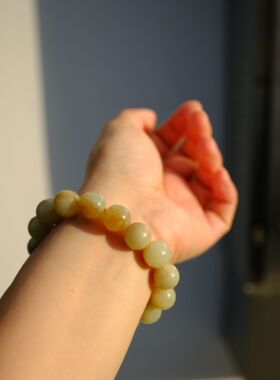 【一物一图】12mm新疆糖籽料和田玉手串～15.5内手围