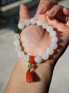 【一物一图】10mm和田玉白玉单圈手串～15以内手围