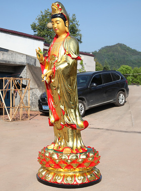 树脂站观音佛像贴金厂家直销