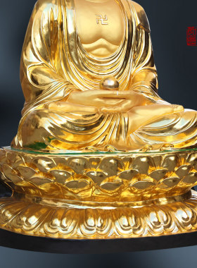 供奉2米4全金释迦牟尼佛神像阿弥陀佛如来佛祖三宝佛树脂药师佛像