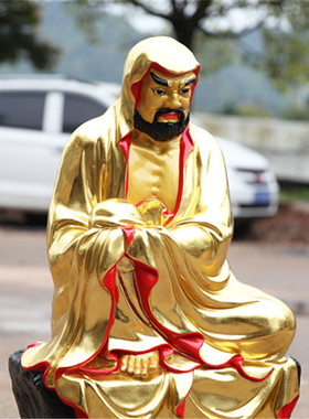 寺庙达摩贴金彩绘十八罗汉佛像