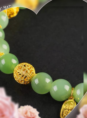黄金转运珠手链足金古法花丝镂空玲珑手串转运珠女DIY送礼物情侣