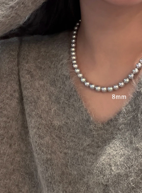 925银银灰色施家珍珠项链