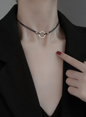 纯银双层项链圆圈脖子饰品