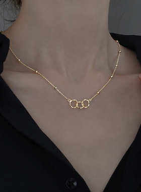 925银三环锁骨链女高级感新款