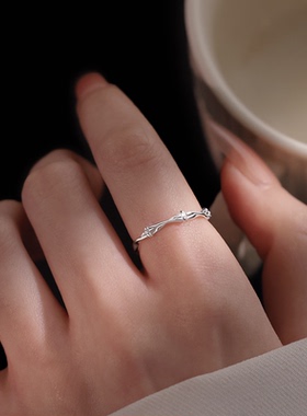 999足银四芒星开口食指戒指女