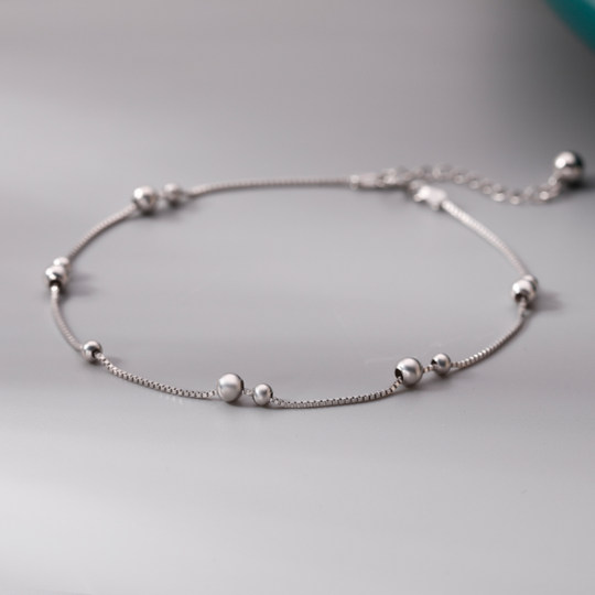 925纯银转运珠脚链女小众设计感2025新款潮高级感幸运珠足链脚饰