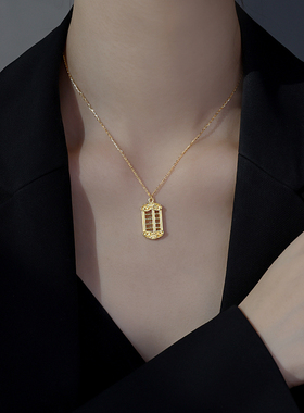 银奥女925银如意算盘项链