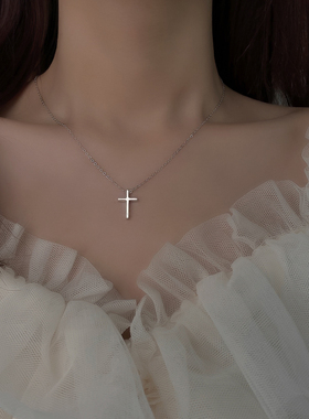 925纯银十字架项链锁骨链