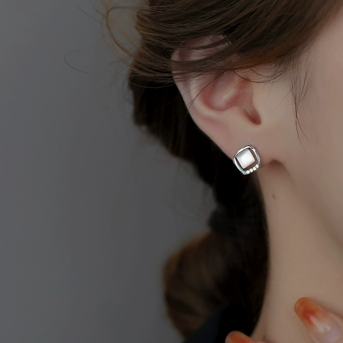 Квадратные летние изысканные серьги, серебро 925 пробы, кошачий глаз, коллекция 2022