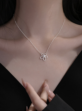 银奥999纯银花朵锁骨链女锁骨链