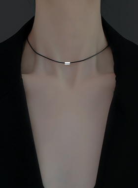 choker纯银项圈百搭黑色锁骨链