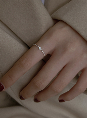 纯银四叶草开口可调节戒子