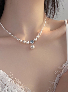银奥925纯银施家珍珠女生项链