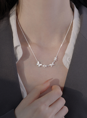 925银蝴蝶锁骨链女新款高级感