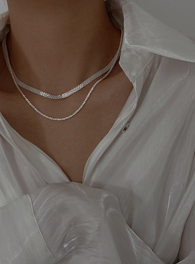 波光粼粼纯银叠戴锁骨链