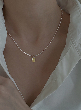 银奥米粒小众圆牌设计感项链