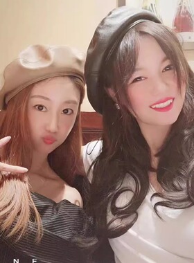 新款日本女士时尚洋气pu贝雷帽
