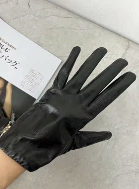 出口日本商场新款时尚帅气气质女式秋冬拉链保暖羊皮手套特价