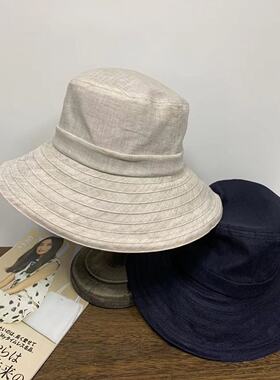 日系亚麻透气遮阳帽女出游