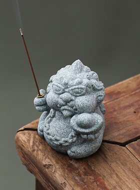 茶宠灵兽元宝貔貅办公桌面摆件泡茶桌珠光宝气香插居家装饰品可爱