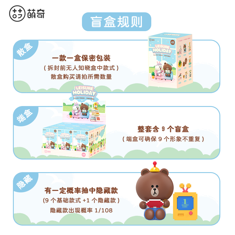 正版萌奇Line friends休闲假日系列盲盒手办潮流玩具摆件可爱礼物 - 图1