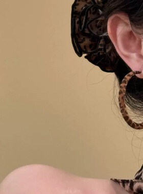 复古豹纹圆圈耳环女无耳洞耳夹
