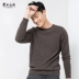 Ordos đơn giản giản dị màu rắn cổ tròn áo len cashmere nam - Áo len Cashmere Áo len Cashmere