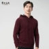 Ordos đầu mùa thu giản dị hoang dã trùm đầu áo len nam màu rắn cơ bản áo len cashmere túi trước - Áo len Cashmere