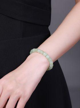 天然新疆和田玉清水老型珠手串手链直径7/8MM