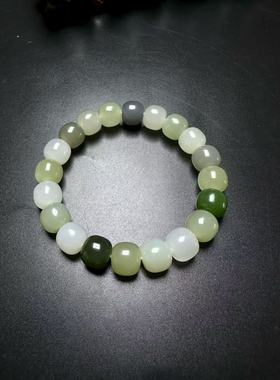 天然新疆和田玉多宝老型珠手串手链直径11/10MM起冰手串