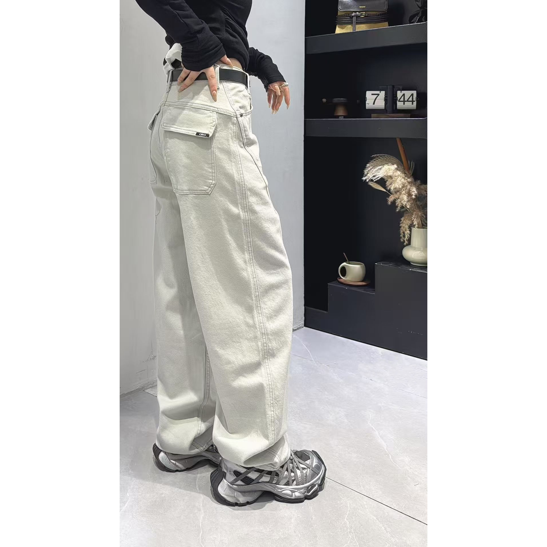 下单190   2025冬季绒totoblue弹力大码显瘦女牛仔工装长裤19152A - 图1