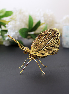 印度进口复古风金色镀铜金属蝴蝶