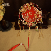 Chinese style group fan red stream Su Shuangxi glazed with gorgeous ancient wind Han serve bridal fan show and wedding photo props
